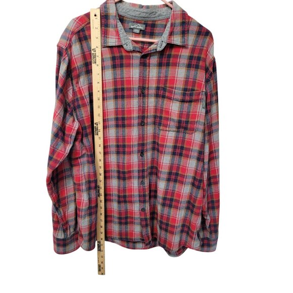 Eddie Bauer Men XXL Plaid Heavy Button-Up Shirt Long Sleeve Work Street Wear Red - Picture 7 of 13